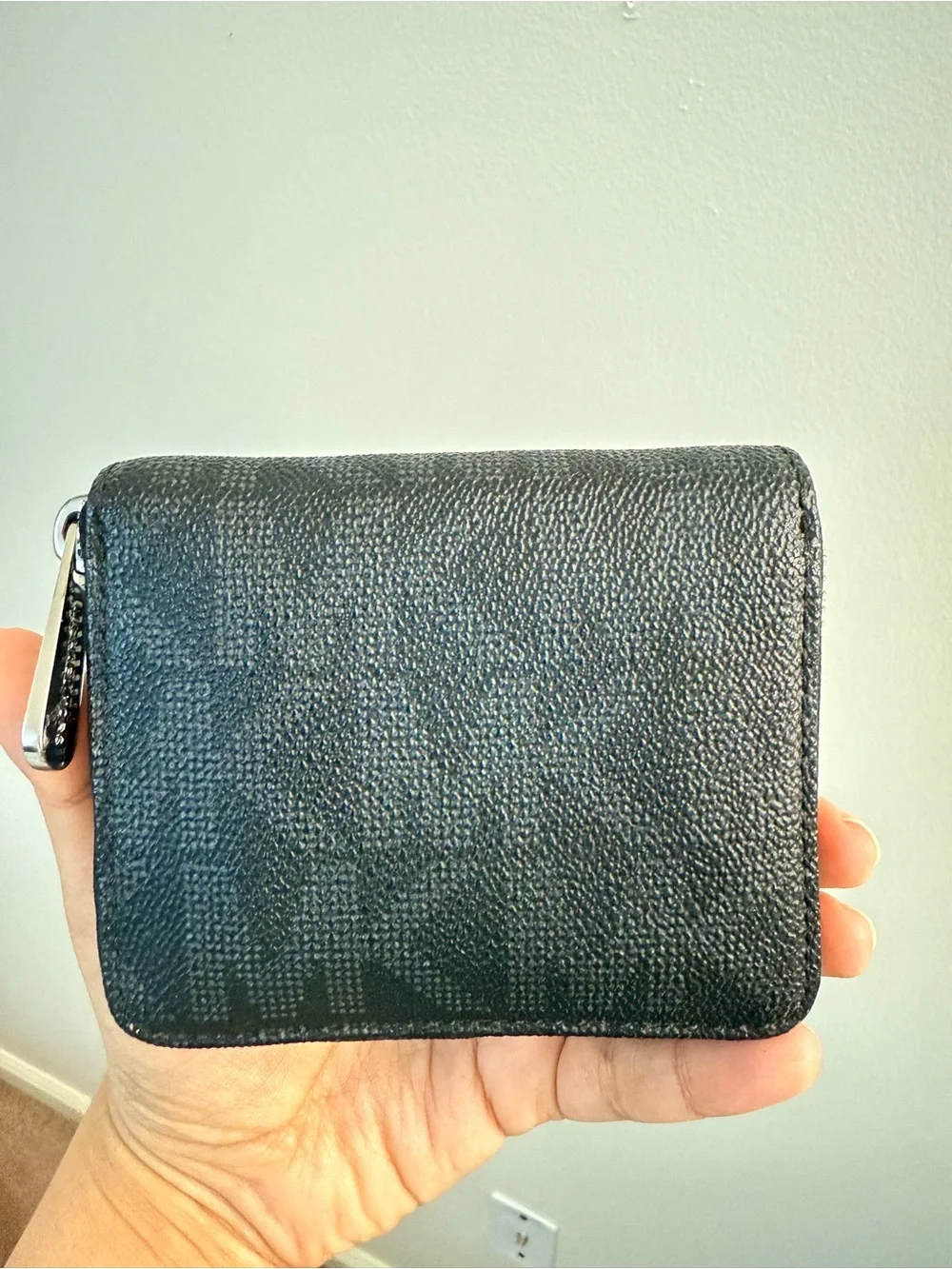 Michael Kors Black Pebbled Leather Zip Coin Pouch